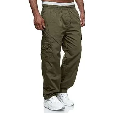 Men's Cargo Pants Relaxed Fit Sport Pants Jogger Sweatpants Drawstring Outdoor Trousers with Pockets