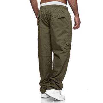 Men's Cargo Pants Relaxed Fit Sport Pants Jogger Sweatpants Drawstring Outdoor Trousers with Pockets