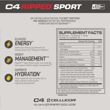 C4 Ripped Sport Pre Workout Powder Sugar Free Energy Boost