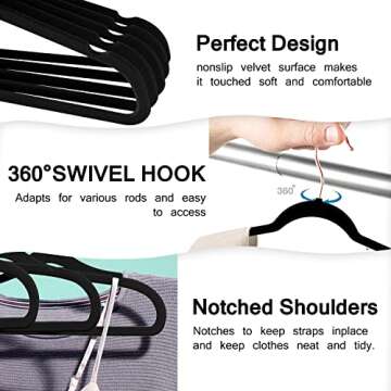 Velvet Clothes Hangers (50 Pack) Heavy Duty Durable Suit Hanger Vibrant Color Hangers Lightweight Sp...