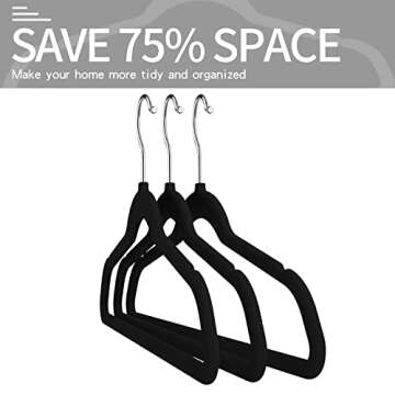 Velvet Clothes Hangers (50 Pack) Heavy Duty Durable Suit Hanger Vibrant Color Hangers Lightweight Space Saving Coat Hangers for Closet (Black-Rosegold)