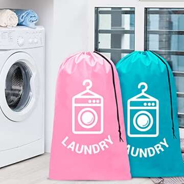 Sylfairy 2 Pack Extra Large Travel Laundry Bag, Dirty Clothes Organizer with Drawstring,Heavy Duty T...