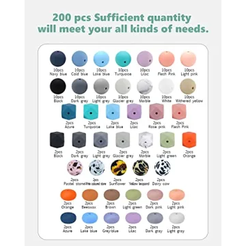 BOZUAN 225 Silicone Beads for DIY Keychain Making Kit