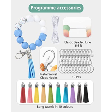 BOZUAN 225 Silicone Beads for DIY Keychain Making Kit