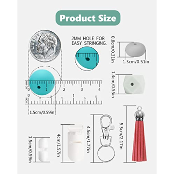 BOZUAN 225 Silicone Beads for DIY Keychain Making Kit