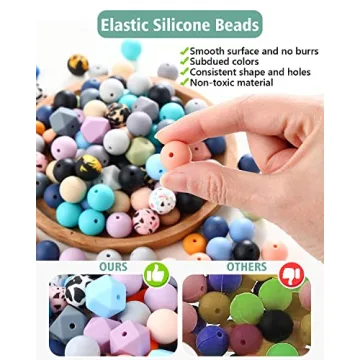 BOZUAN 225 Silicone Beads for DIY Keychain Making Kit