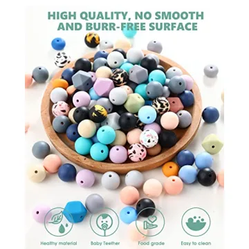 BOZUAN 225 Silicone Beads for DIY Keychain Making Kit
