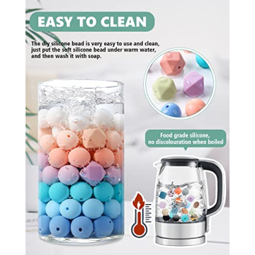 BOZUAN 225 Silicone Beads for DIY Keychain Making Kit