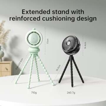 JISULIFE Stroller Fan Large, Battery Bladeless for Baby Crib, Portable Rechargeable for Desk, Car Seat Cooling with Air Purify and Air Turbo Tech, Safe Food-Grade Gifts for Mom/Dad/Friends - Green