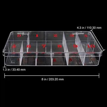 Beauticom USA Small Empty 11 Space Nail Art Tip Storage Organizer Box Case Large - Clear Color - For False Nail Tips, Vitamins, Accessories, 11 sections