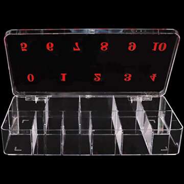 Beauticom USA Small Empty 11 Space Nail Art Tip Storage Organizer Box Case Large - Clear Color - For False Nail Tips, Vitamins, Accessories, 11 sections