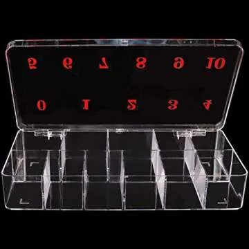 Beauticom USA Small Empty 11 Space Nail Art Tip Storage Organizer Box Case Large - Clear Color - For False Nail Tips, Vitamins, Accessories, 11 sections