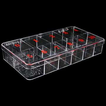 Beauticom USA Small Empty 11 Space Nail Art Tip Storage Organizer Box Case Large - Clear Color - For False Nail Tips, Vitamins, Accessories, 11 sections