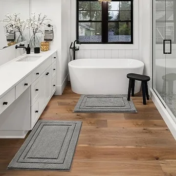 HOMEIDEAS Bathroom Rugs Sets Soft Non-Slip Microfiber