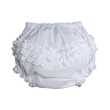 Chic Baby Girls White Diaper Cover with Eyelet Edging
