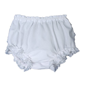 Chic Baby Girls White Diaper Cover with Eyelet Edging