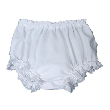 Chic Baby Girls White Diaper Cover with Eyelet Edging