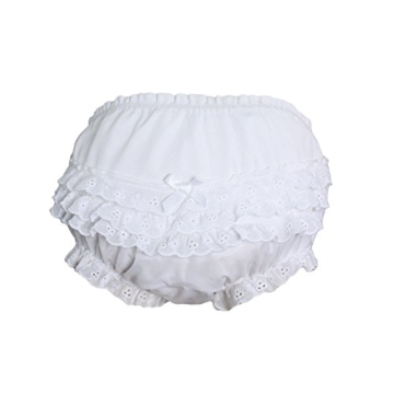 Chic Baby Girls White Diaper Cover with Eyelet Edging