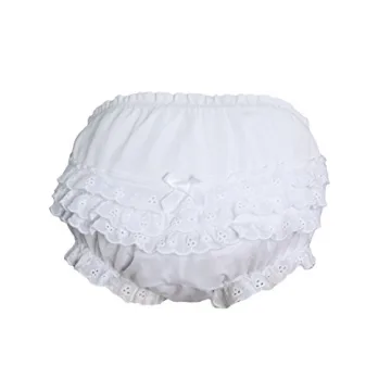 Chic Baby Girls White Diaper Cover with Eyelet Edging
