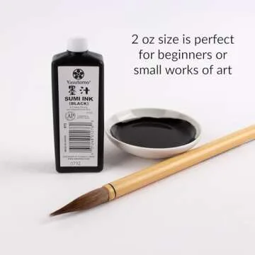 Yasutomo Bokuju Liquid Ink - 2oz Sumi Ink for Calligraphy and Artwork - Black Drawing Ink for use with Japanese Ink Brushes and Dip Pens