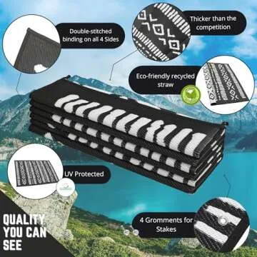 Glamplife Recycled Plastic Rug for RV Camping and Outdoors