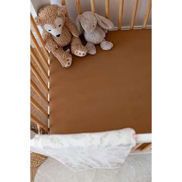 Pobibaby - Single Solid Premium Fitted Baby Crib Sheets for Standard Crib Mattress - Ultra-Soft Cotton Blend, Safe and Snug, and Stylish Solid Crib Sheet (Caramel Brown)