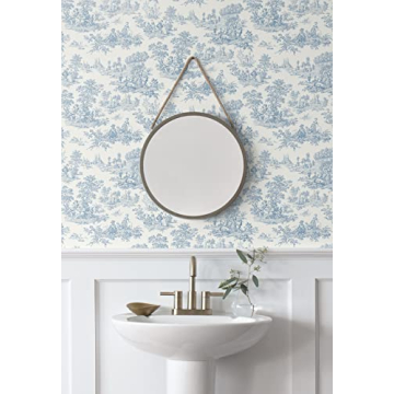 NextWall Chateau Toile Peel and Stick Wallpaper Blue Bell