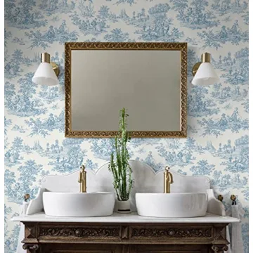 NextWall Chateau Toile Peel and Stick Wallpaper Blue Bell