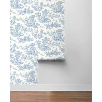 NextWall Chateau Toile Peel and Stick Wallpaper Blue Bell