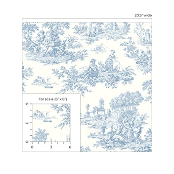 NextWall Chateau Toile Peel and Stick Wallpaper Blue Bell
