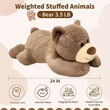 Mewkou 3.5 LB Weighted Stuffed Animals Bear, 24 Inch Weighted Plush Animals Throw Pillow, Cute Kawai...