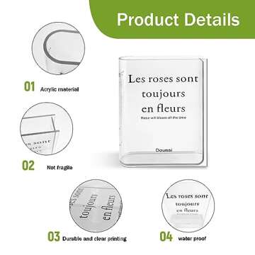 WOODOUNAI Clear Book Vase for Flowers - Acrylic Transparent Book Shaped Vase for Unique Home Decor and Artistic Flair - Ideal Choices for Book Lovers (Clear)