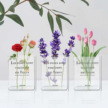 WOODOUNAI Clear Book Vase for Flowers - Acrylic Transparent Book Shaped Vase for Unique Home Decor and Artistic Flair - Ideal Choices for Book Lovers (Clear)
