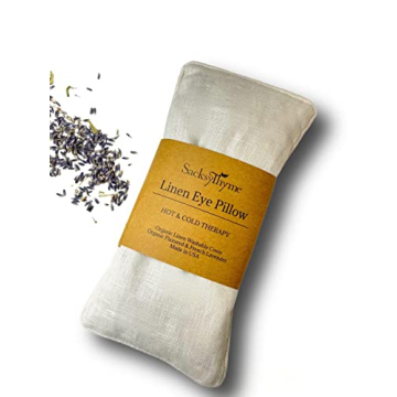 Sacksy Thyme Organic Linen Eye Pillow - Lavender & Flaxseed for Relaxation, Yoga, Stress Relief - Mi...
