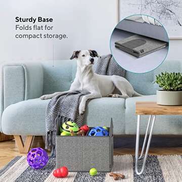 Mindspace Dog Toy Bin for Dog Chew Toys - Divided Storage Box with Lid for Dog Toy Storage, Pet Stor...