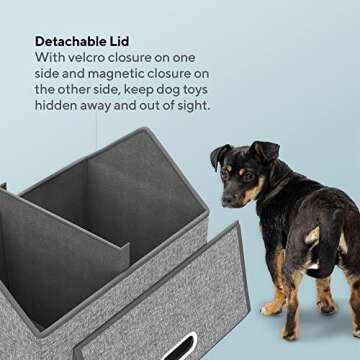 Mindspace Dog Toy Bin for Dog Chew Toys - Divided Storage Box with Lid for Dog Toy Storage, Pet Storage - Pet Supply Organizer, Dog House, Dog Toy Baskets for Dog Stuff | Oxford Collection