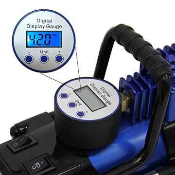 FORUP Heavy Duty Portable Air Compressor Pump, 12V DC Tire Car, SUV, Bicycle and Other Inflatables (Single Cylinder)