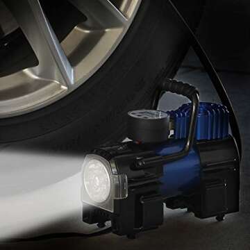 FORUP Heavy Duty Portable Air Compressor Pump, 12V DC Tire Car, SUV, Bicycle and Other Inflatables (Single Cylinder)