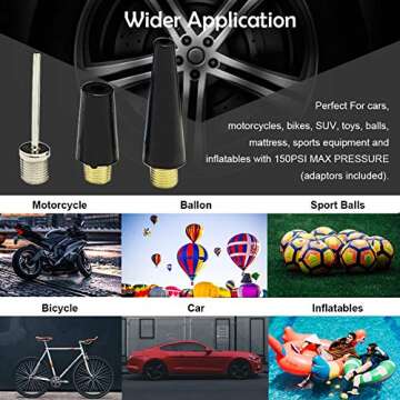 FORUP Heavy Duty Portable Air Compressor Pump, 12V DC Tire Car, SUV, Bicycle and Other Inflatables (Single Cylinder)
