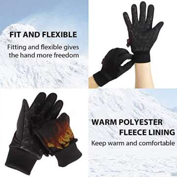 Koxly Winter Gloves Men Women Touch Screen Glove Anti-Slip Windproof Waterproof Texting Gloves for Running Cycling