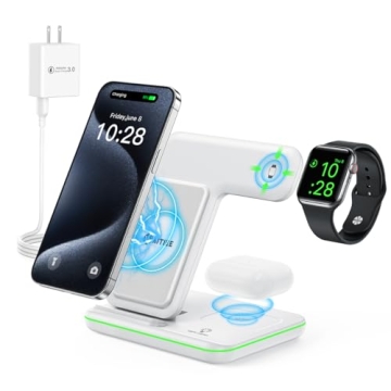 WAITIEE Wireless Charger 3 in 1, 15W Fast Charging Station for Apple Devices