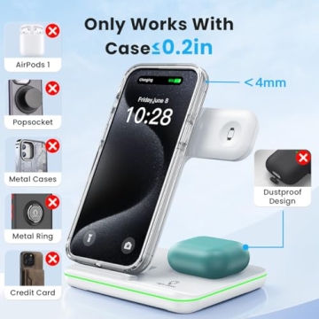 WAITIEE 3-in-1 Wireless Charger, Fast Charging for Apple Devices