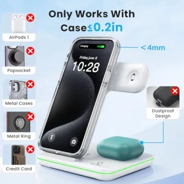 WAITIEE 3-in-1 Wireless Charger, Fast Charging for Apple Devices