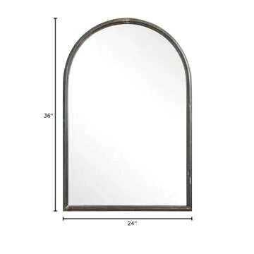 Creative Co-Op Arched Metal Framed Wall Mirror with Distressed Finish, Black