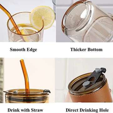 BLUEPOLAR 13 oz Tumbler Water Glass, Water Bottle with Straw and Dustproof Lid, Coffee Ice Cup Doubl...