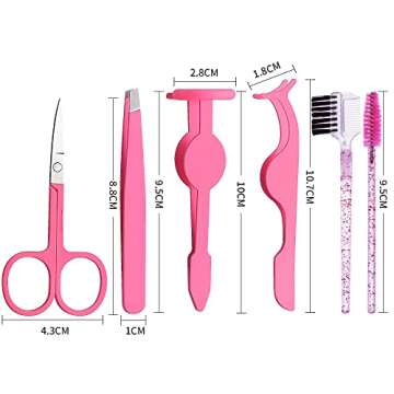 6Pcs Portable Eyelash Curlers Applicator Tool Eyebrow Tweezer Scissor Comb Eye Brow Grooming Clippers Fake Lash Brush for Women