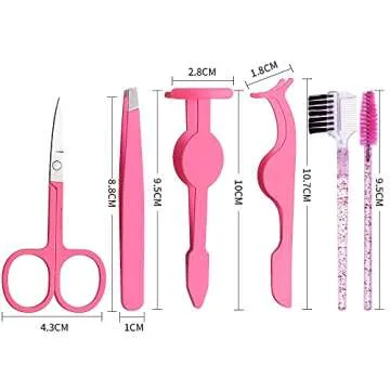 6Pcs Portable Eyelash Curlers Applicator Tool Eyebrow Tweezer Scissor Comb Eye Brow Grooming Clippers Fake Lash Brush for Women
