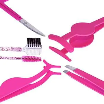 6Pcs Portable Eyelash Curlers Applicator Tool Eyebrow Tweezer Scissor Comb Eye Brow Grooming Clippers Fake Lash Brush for Women