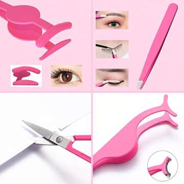 6Pcs Portable Eyelash Curlers Applicator Tool Eyebrow Tweezer Scissor Comb Eye Brow Grooming Clippers Fake Lash Brush for Women