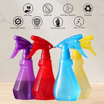 DilaBee 4 Pack Colorful Spray Bottles - 8oz Multicolor